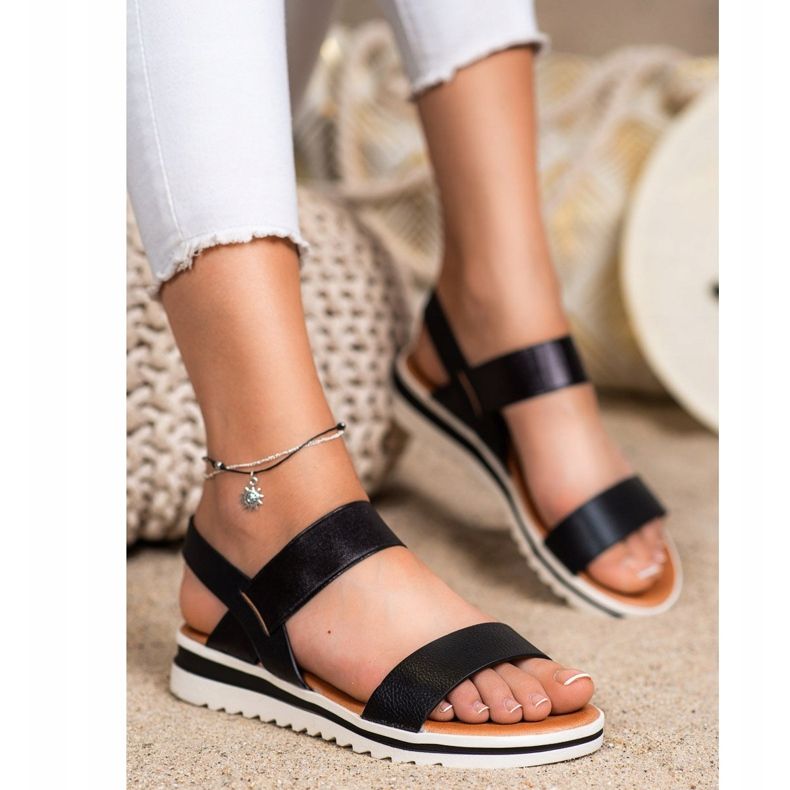 Best Shoes Modische Slip-On Sandalen schwarz 2