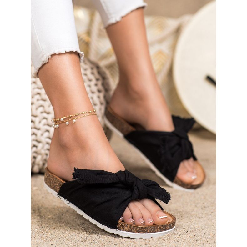 Forever Folie Bequeme Textilhausschuhe schwarz 1