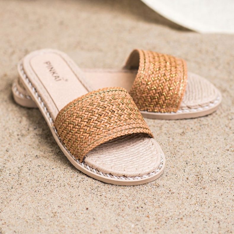 SHELOVET Lässige geflochtene Hausschuhe beige 2