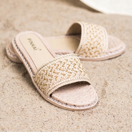 SHELOVET Lässige geflochtene Hausschuhe beige 2