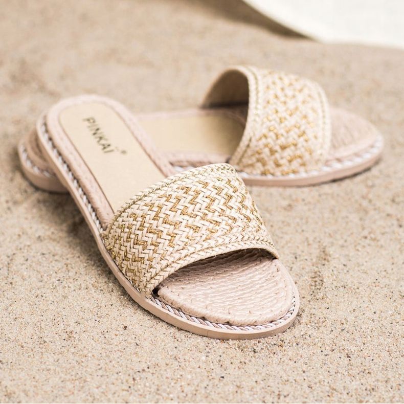 SHELOVET Lässige geflochtene Hausschuhe beige 2