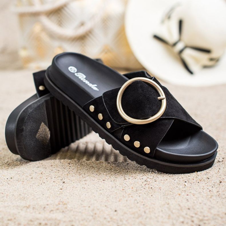 Renda Lässige Hausschuhe schwarz 1