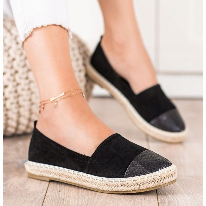 Bestelle Espadrilles mit Schlangenprint-Einsatz schwarz 1