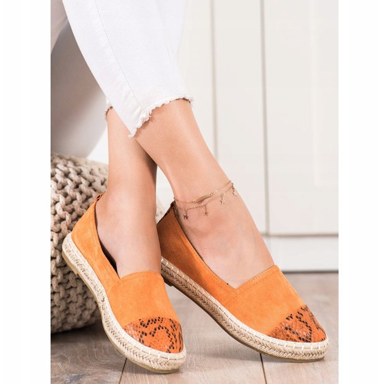 Bestelle Espadrilles mit Einsätzen in Schlangenoptik orange 1