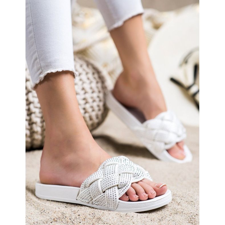 Groto Gogo Textilhausschuhe mit Kristallen weiß 2