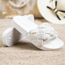 Groto Gogo Textilhausschuhe mit Kristallen weiß 1