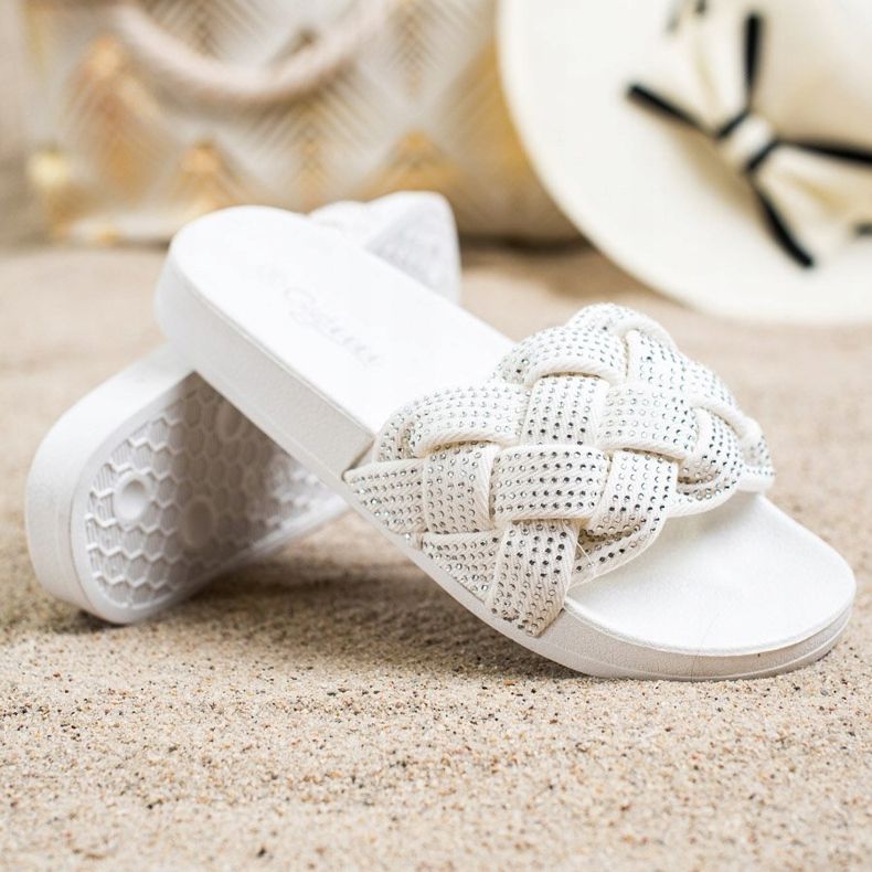 Groto Gogo Textilhausschuhe mit Kristallen weiß 1