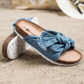 Forever Folie Bequeme Textilhausschuhe blau 1