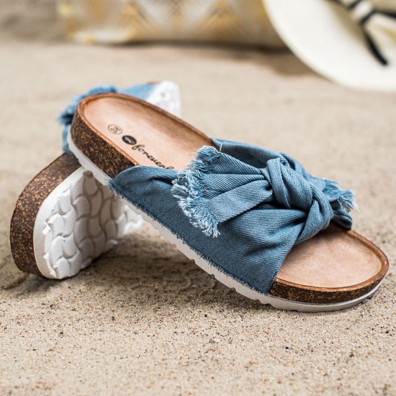 Forever Folie Bequeme Textilhausschuhe blau 1