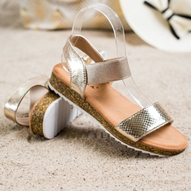 Kayla Sandalen aus glänzendem Öko-Leder golden 1