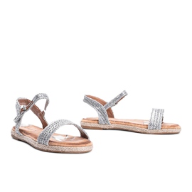 Silberne Damensandalen von Baleria beige 1