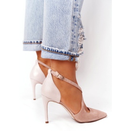 Wildleder High Heels Visconi 7400TAS / 239 beige rosa 4