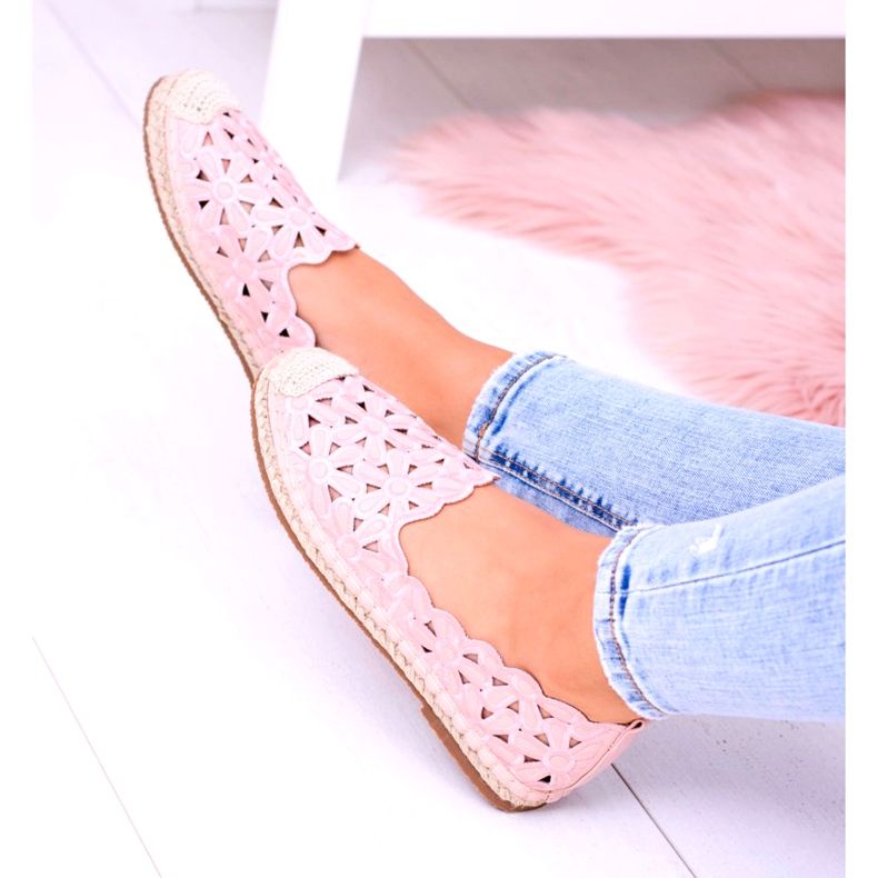 Lu Boo Damen Ballerinas Rosa Espadrilles Macarena Flowers 1
