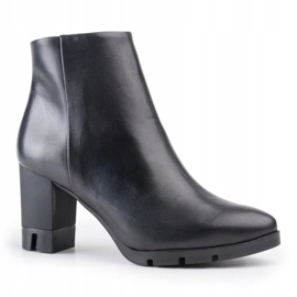 Marco Shoes Auffällige Stiefel aus naturnarbigem Leder mit dickem Absatz schwarz 1