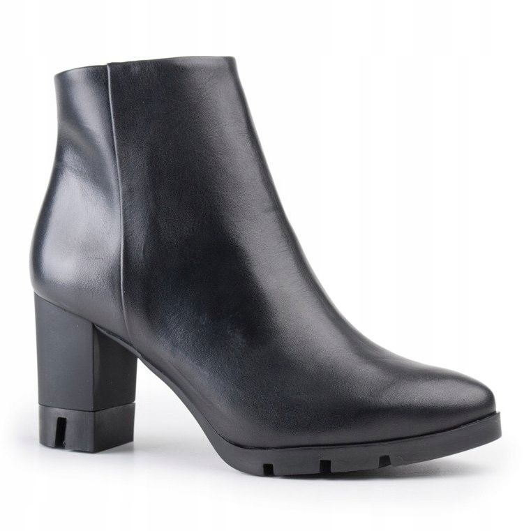 Marco Shoes Auffällige Stiefel aus naturnarbigem Leder mit dickem Absatz schwarz 1