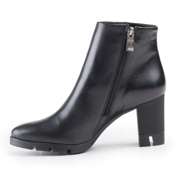 Marco Shoes Auffällige Stiefel aus naturnarbigem Leder mit dickem Absatz schwarz 2