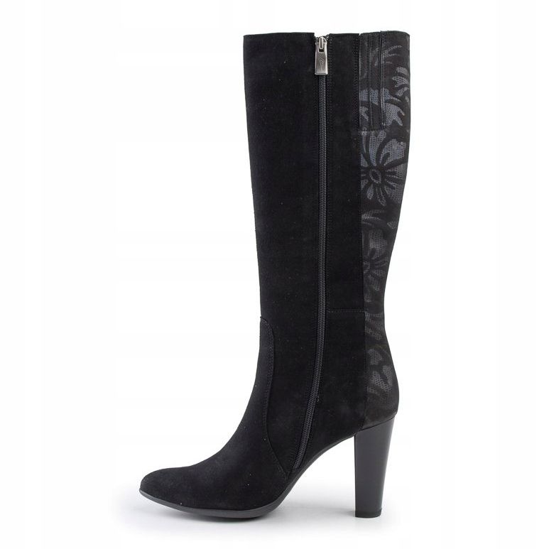 Marco Shoes Spitze Stiefel aus schwarzem Leder mit Blumen 2