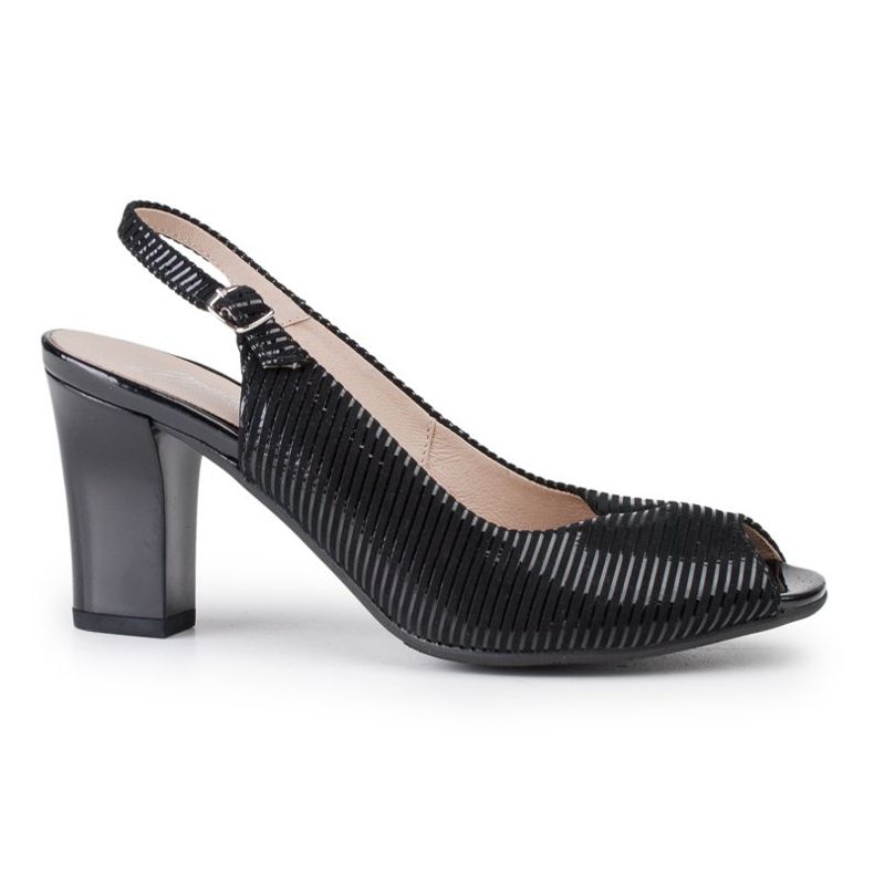 Marco Shoes Sandalen ohne Zehen und Ferse aus schwarzem Leder mit Streifen 1