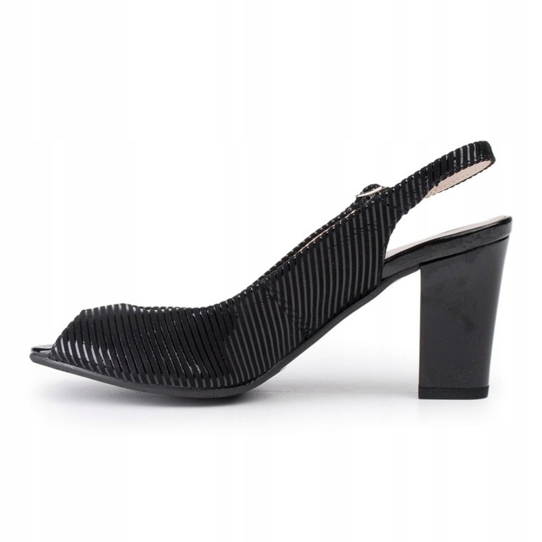 Marco Shoes Sandalen ohne Zehen und Ferse aus schwarzem Leder mit Streifen 2