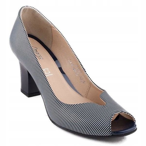Marco Shoes Pumps marineblaues Leder + weiß navy blau 1