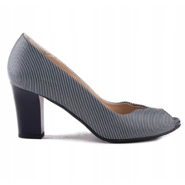 Marco Shoes Pumps marineblaues Leder + weiß 2