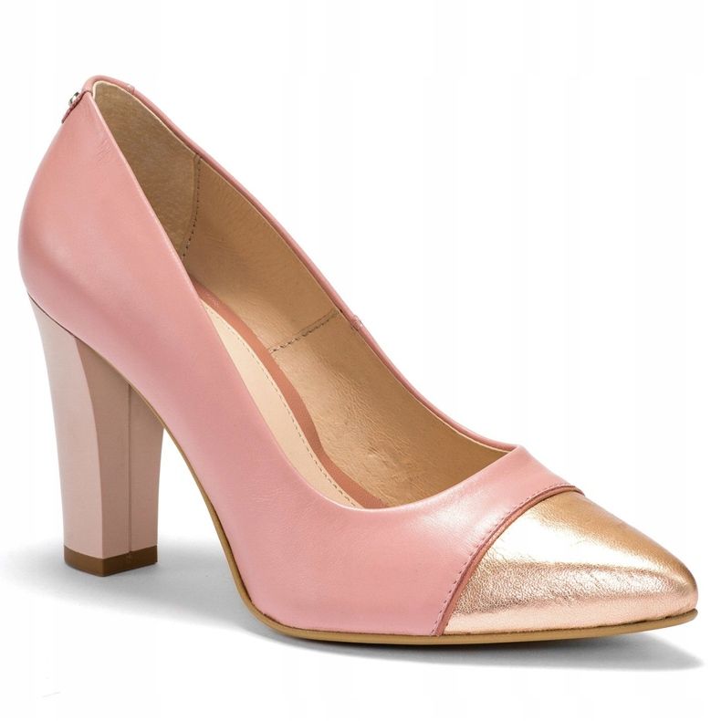 Marco Shoes Rosa Marco Pumps mit goldener Spitze 1