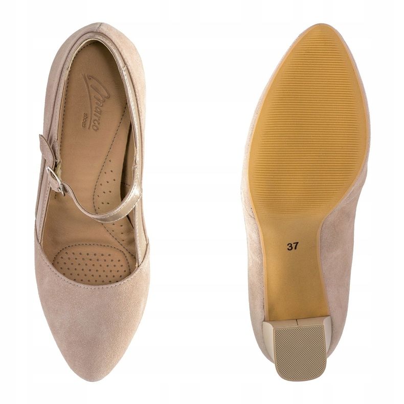 Marco Shoes Pumps mit Riemchen an einer stabilen Ferse beige 1