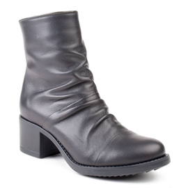 Marco Shoes Bequeme schwarze Lederstiefel mit Raffung 1