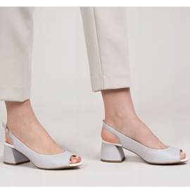 Marco Shoes Graue Ledersandalen 1506P mit stabilem Absatz 1