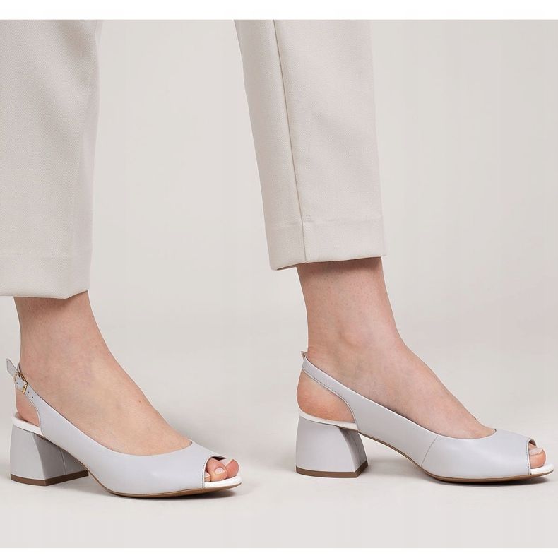 Marco Shoes Graue Ledersandalen 1506P mit stabilem Absatz 1