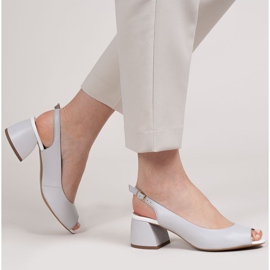 Marco Shoes Graue Ledersandalen 1506P mit stabilem Absatz 2