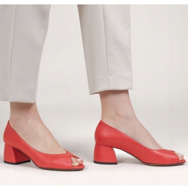 Marco Shoes 1576P rote Lederpumps mit stabilem Absatz 1