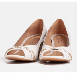 Marco Shoes 1577P weiße Lederpumps mit stabilem Absatz 1