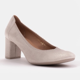 Marco Shoes Pumps aus Velours-Ziegenabsatz beige 1