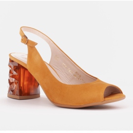 Marco Shoes Ledersandalen gelb mit 3D 1517P Absatz 1