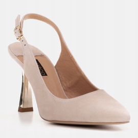 Marco Shoes Elegante Pumps mit Riemchen und Metallic-Absatz beige 1