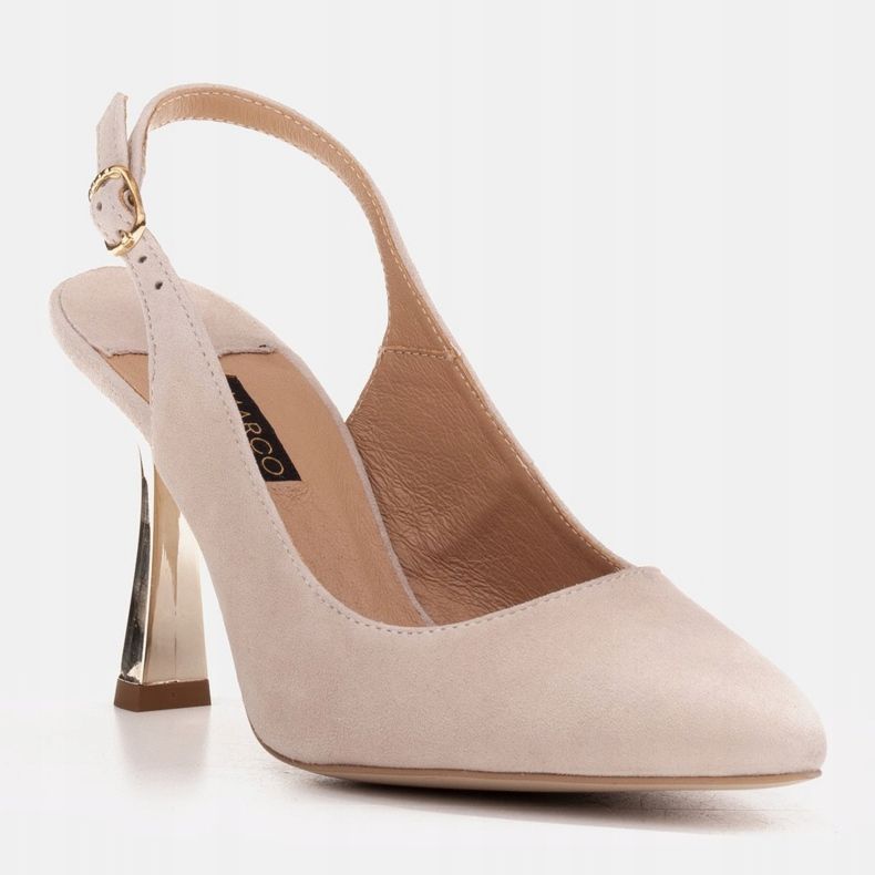Marco Shoes Elegante Pumps mit Riemchen und Metallic-Absatz beige 1