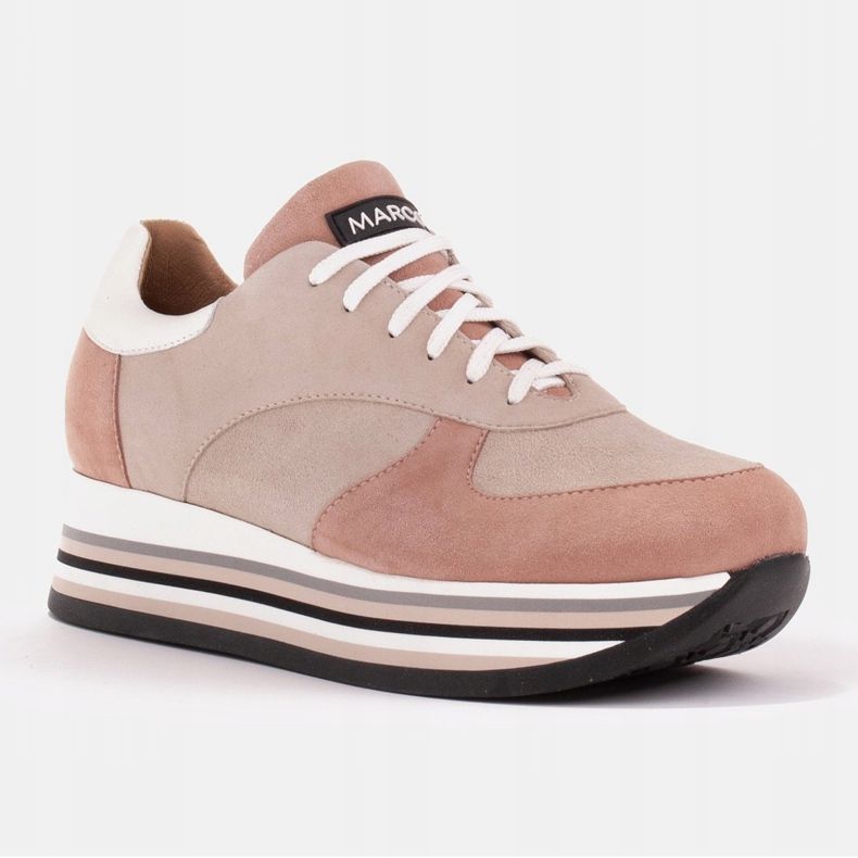 Marco Shoes Sneakers auf dicker Sohle aus Naturleder beige 1