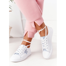 Damen Sneakers aus Leder mit Stern Big Star DD274692 Weiß-Blau 1