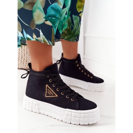 Hohe Sneakers für Damen auf einer schwarzen Manhattan-Plattform 2