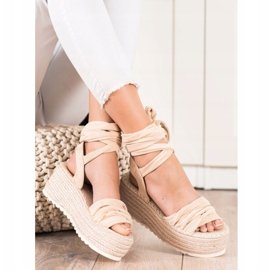 Seastar Gebundene Sandalen auf einer hohen Plattform beige 2