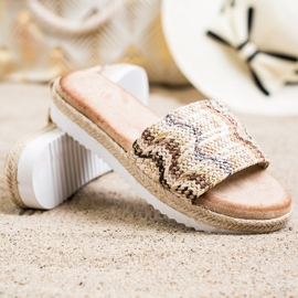 SHELOVET Espadrilles Hausschuhe auf der Plattform beige braun 1