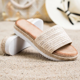 SHELOVET Espadrilles Hausschuhe auf der Plattform beige 1