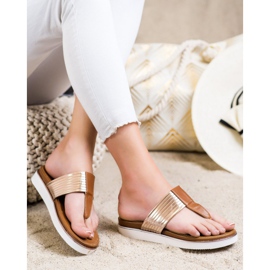 Cm Paris Bequeme Flip-Flops aus Öko-Leder braun golden 1