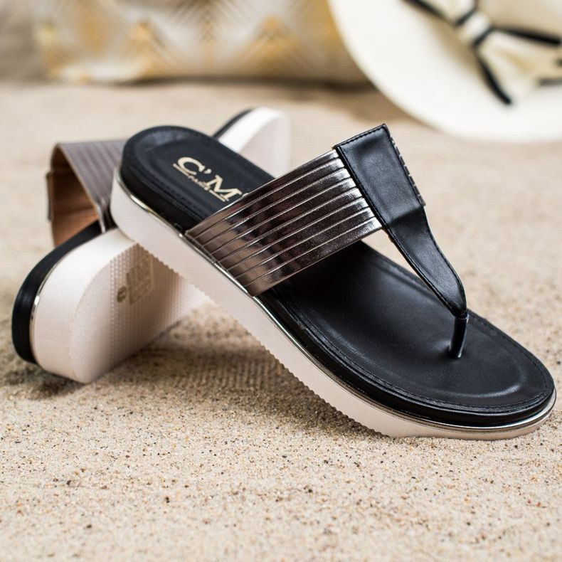 Cm Paris Bequeme Flip-Flops aus Öko-Leder schwarz 1