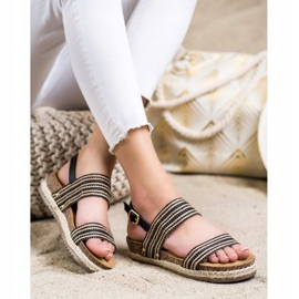 SHELOVET Bequeme Sandalen mit Schnalle braun schwarz 1