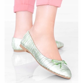 Grüne glänzende Ayris Ballerinas für Damen 1