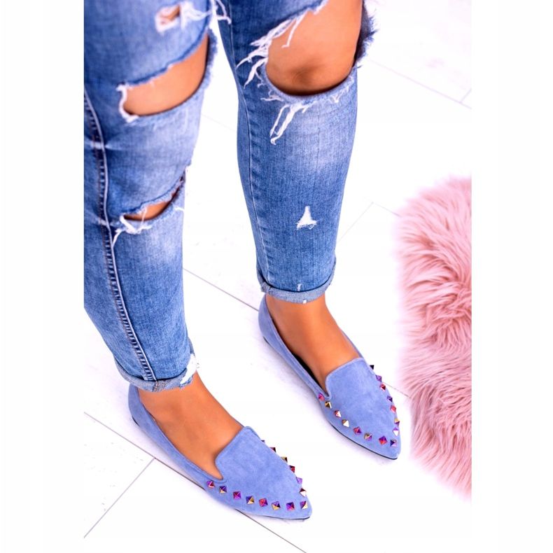 Lu Boo Blue Lords Iridescent Jets Wildleder Spike 128-A5 blau 5