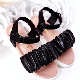 FR1 Schwarze Aimy Sandalen für Kinder mit Klettverschluss 1