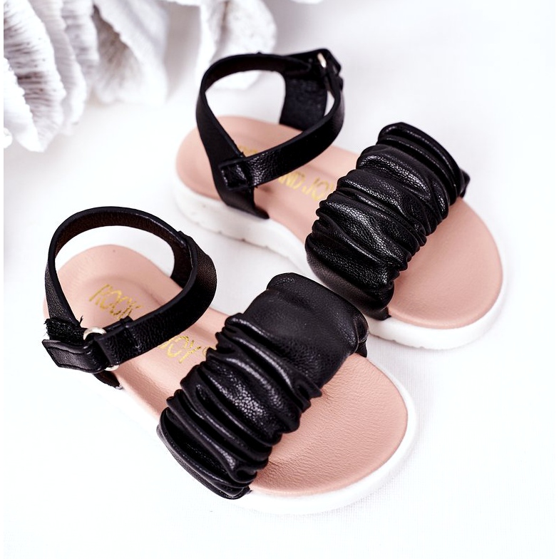 FR1 Schwarze Aimy Sandalen für Kinder mit Klettverschluss 3